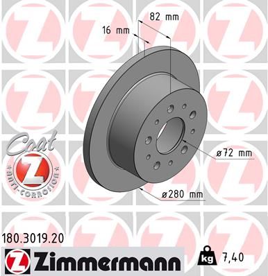 ZIMMERMANN 180.3019.20 Brake Disc