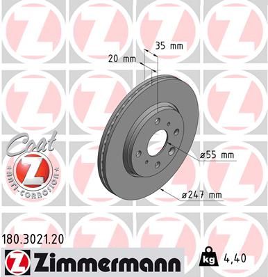 Brake Disc ZIMMERMANN 180.3021.20