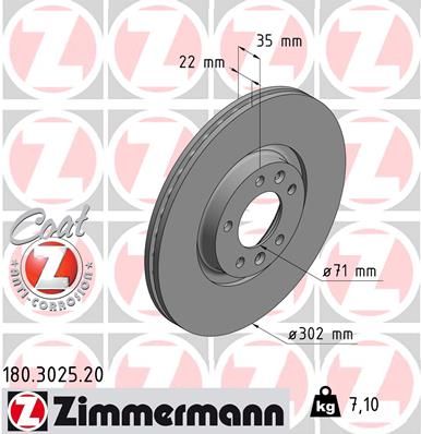 Brake Disc ZIMMERMANN 180.3025.20