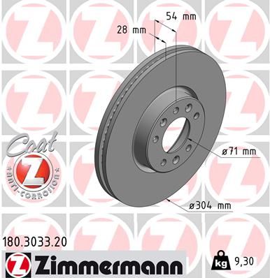 Brake Disc ZIMMERMANN 180.3033.20
