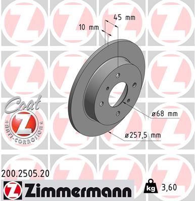 ZIMMERMANN 200.2505.20 Brake Disc