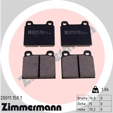 ZIMMERMANN 20011.150.1 Brake Pad Set, disc brake