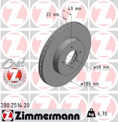 ZIMMERMANN 200.2514.20 Brake Disc