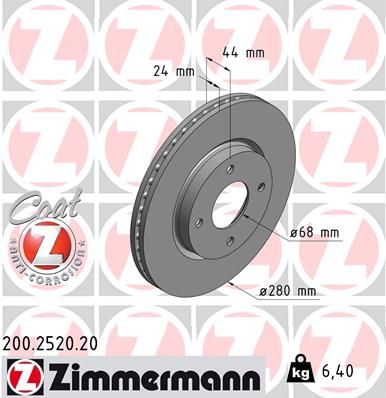 Brake Disc ZIMMERMANN 200.2520.20