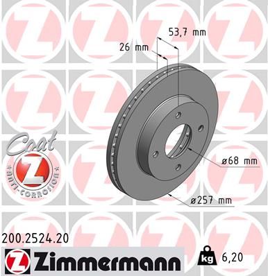 ZIMMERMANN 200.2524.20 Brake Disc