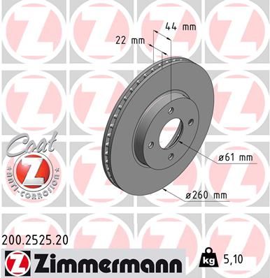 ZIMMERMANN 200.2525.20 Brake Disc