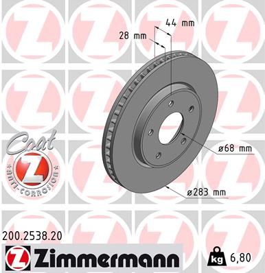 ZIMMERMANN 200.2538.20 Brake Disc