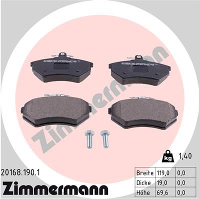 ZIMMERMANN 20168.190.1 Brake Pad Set, disc brake