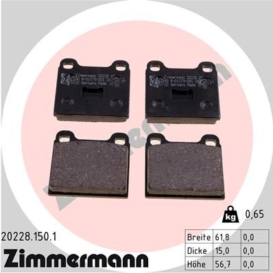 Brake Pad Set, disc brake ZIMMERMANN 20228.150.1