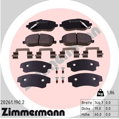 ZIMMERMANN 20261.190.2 Brake Pad Set, disc brake