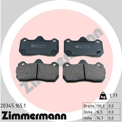 ZIMMERMANN 20345.165.1 Brake Pad Set, disc brake