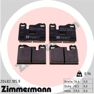 Brake Pad Set, disc brake ZIMMERMANN 20482.185.9
