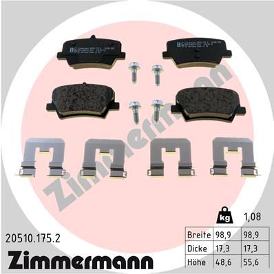 ZIMMERMANN 20510.175.2 Brake Pad Set, disc brake