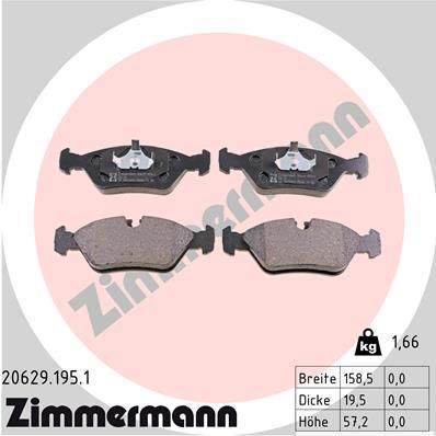 Brake Pad Set, disc brake ZIMMERMANN 20629.195.1