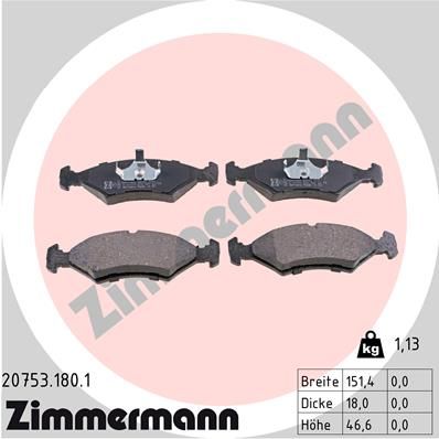 Brake Pad Set, disc brake ZIMMERMANN 20753.180.1