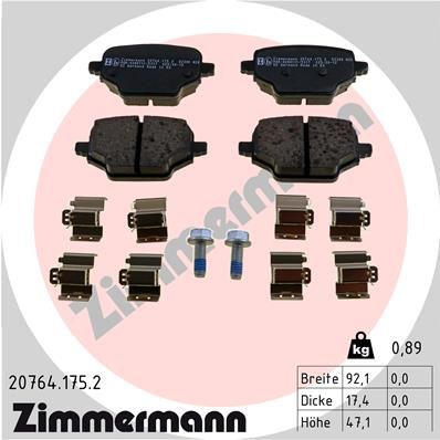 Brake Pad Set, disc brake ZIMMERMANN 20764.175.2