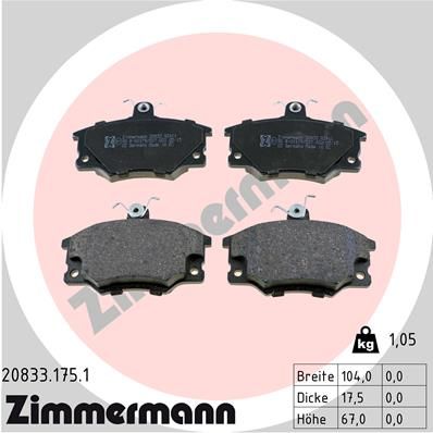 ZIMMERMANN 20833.175.1 Brake Pad Set, disc brake