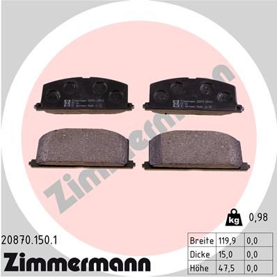 ZIMMERMANN 20870.150.1 Brake Pad Set, disc brake