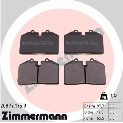 ZIMMERMANN 20877.175.9 Brake Pad Set, disc brake