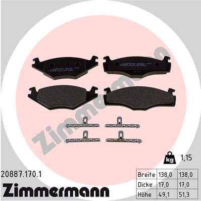 ZIMMERMANN 20887.170.1 Brake Pad Set, disc brake