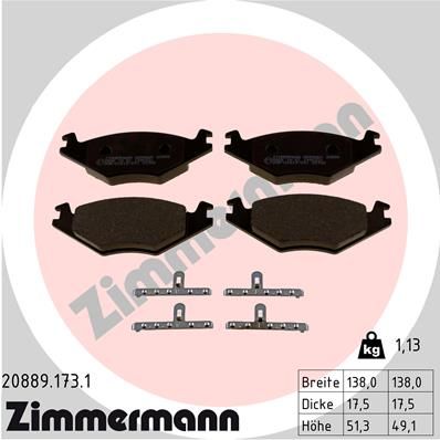 ZIMMERMANN 20889.173.1 Brake Pad Set, disc brake