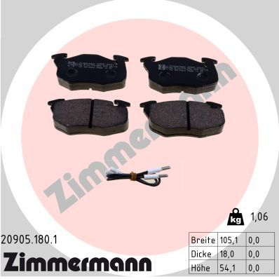 ZIMMERMANN 20905.180.1 Brake Pad Set, disc brake