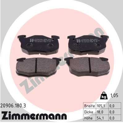 Brake Pad Set, disc brake ZIMMERMANN 20906.180.3