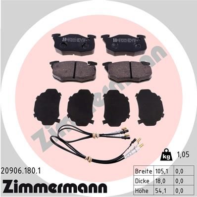 ZIMMERMANN 20906.180.1 Brake Pad Set, disc brake
