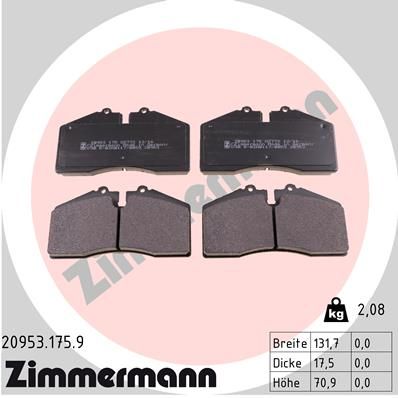 Brake Pad Set, disc brake ZIMMERMANN 20953.175.9