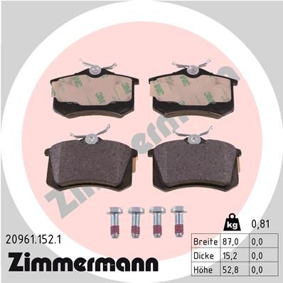 Brake Pad Set, disc brake ZIMMERMANN 20961.152.1