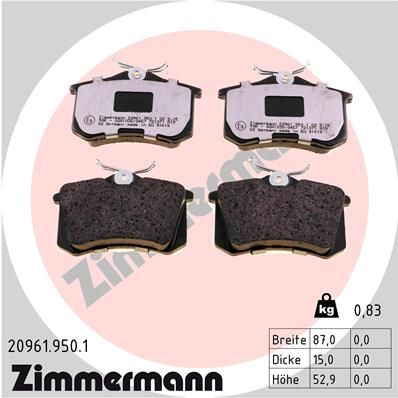 Brake Pad Set, disc brake ZIMMERMANN 20961.950.1