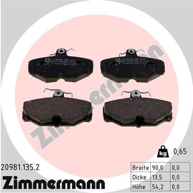 Brake Pad Set, disc brake ZIMMERMANN 20981.135.2