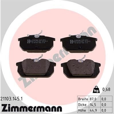 Brake Pad Set, disc brake ZIMMERMANN 21103.145.1