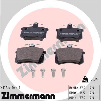Brake Pad Set, disc brake ZIMMERMANN 21144.165.1
