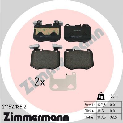 ZIMMERMANN 21152.185.2 Brake Pad Set, disc brake
