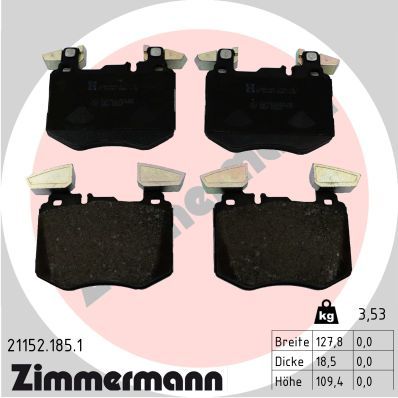 Brake Pad Set, disc brake ZIMMERMANN 21152.185.1