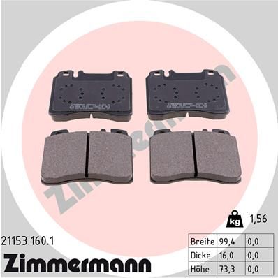 ZIMMERMANN 21153.160.1 Brake Pad Set, disc brake