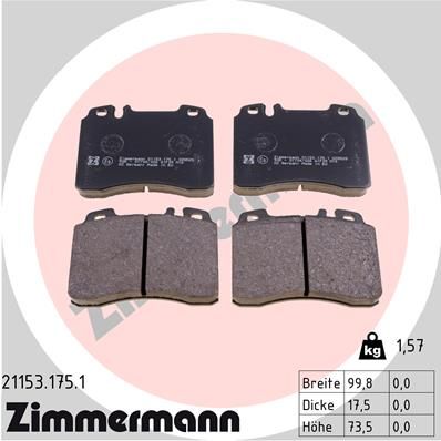 ZIMMERMANN 21153.175.1 Brake Pad Set, disc brake