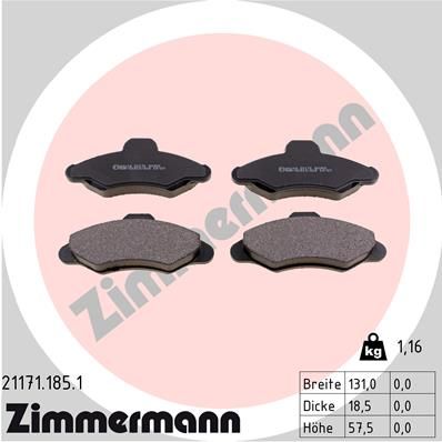 ZIMMERMANN 21171.185.1 Brake Pad Set, disc brake