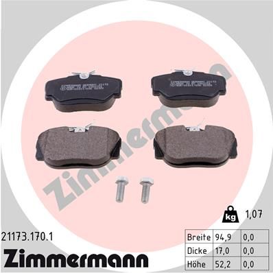 ZIMMERMANN 21173.170.1 Brake Pad Set, disc brake