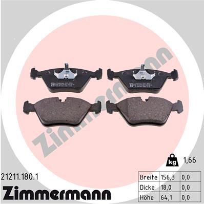 Brake Pad Set, disc brake ZIMMERMANN 21211.180.1
