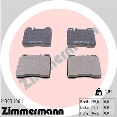ZIMMERMANN 21303.188.1 Brake Pad Set, disc brake