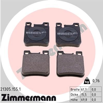 ZIMMERMANN 21305.155.1 Brake Pad Set, disc brake