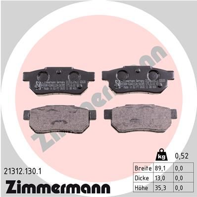 ZIMMERMANN 21312.130.1 Brake Pad Set, disc brake