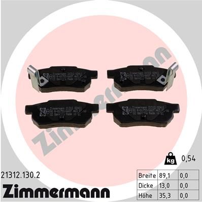 Brake Pad Set, disc brake ZIMMERMANN 21312.130.2
