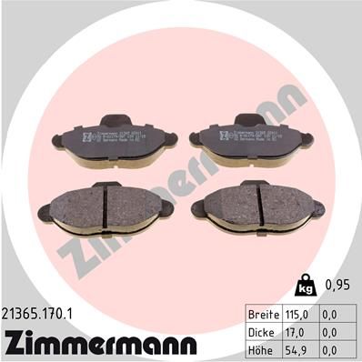 ZIMMERMANN 21365.170.1 Brake Pad Set, disc brake