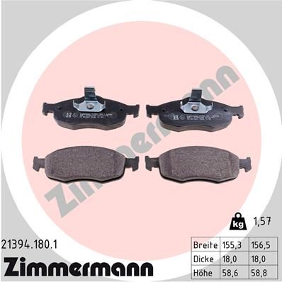 ZIMMERMANN 21394.180.1 Brake Pad Set, disc brake