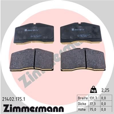 ZIMMERMANN 21402.175.1 Brake Pad Set, disc brake