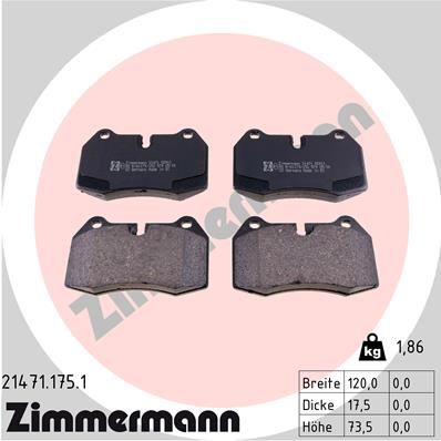 ZIMMERMANN 21471.175.1 Brake Pad Set, disc brake
