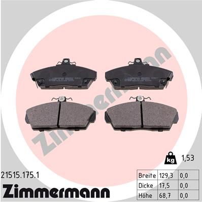 Brake Pad Set, disc brake ZIMMERMANN 21515.175.1
